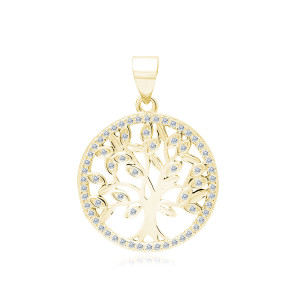 Pandantiv argint placat cu aur galben Copacul Vietii cu pietre DiAmanti Z1943CG_W-DIA (Argint 925‰ 1,9 g.)